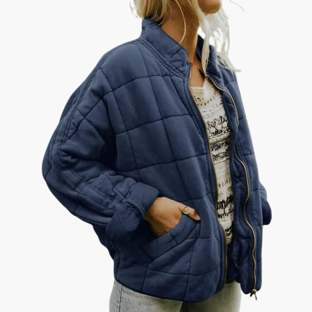 Women's oversized down blend hooded jacket full zip windproof shell cold weather warmth