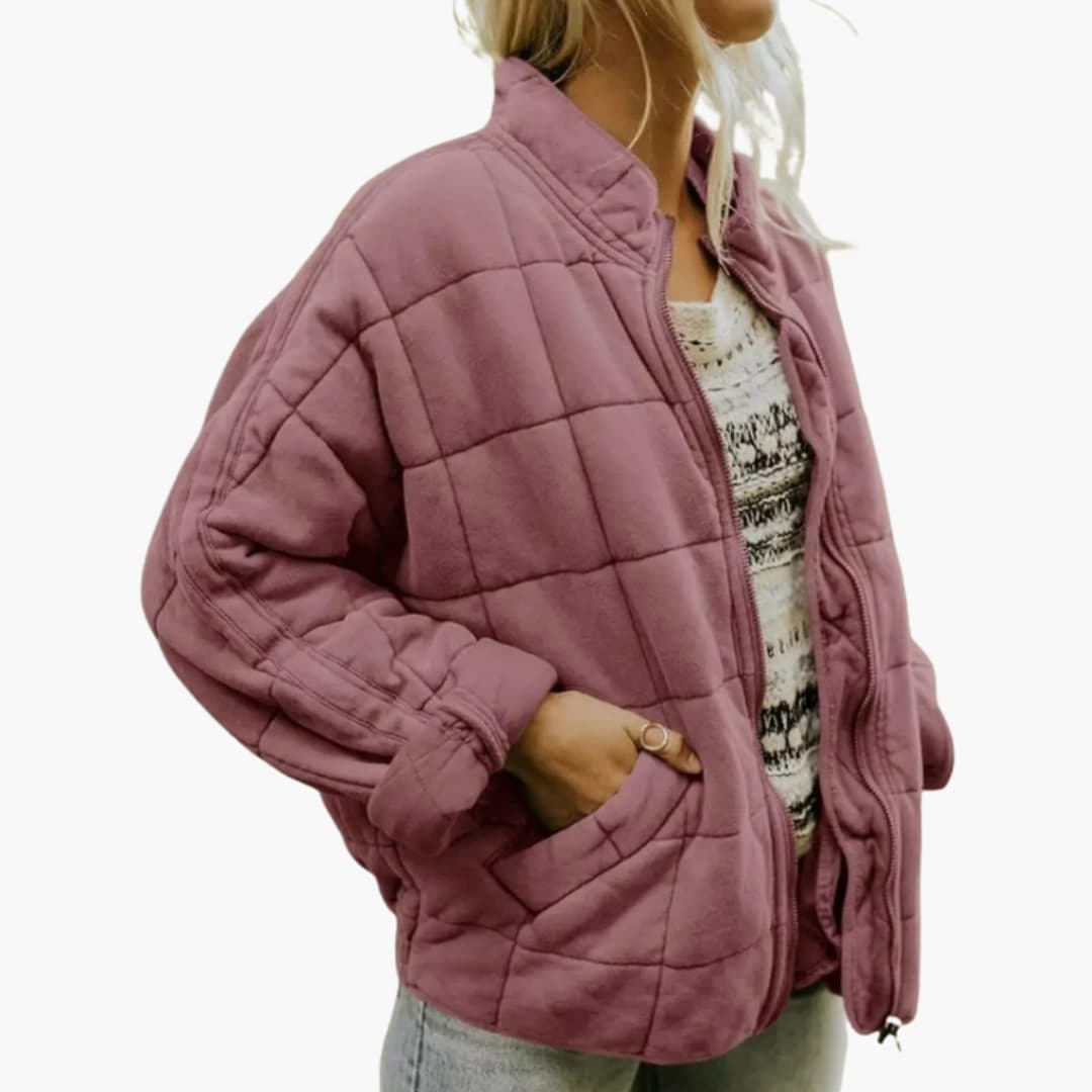 Women's oversized down blend hooded jacket full zip windproof shell cold weather warmth