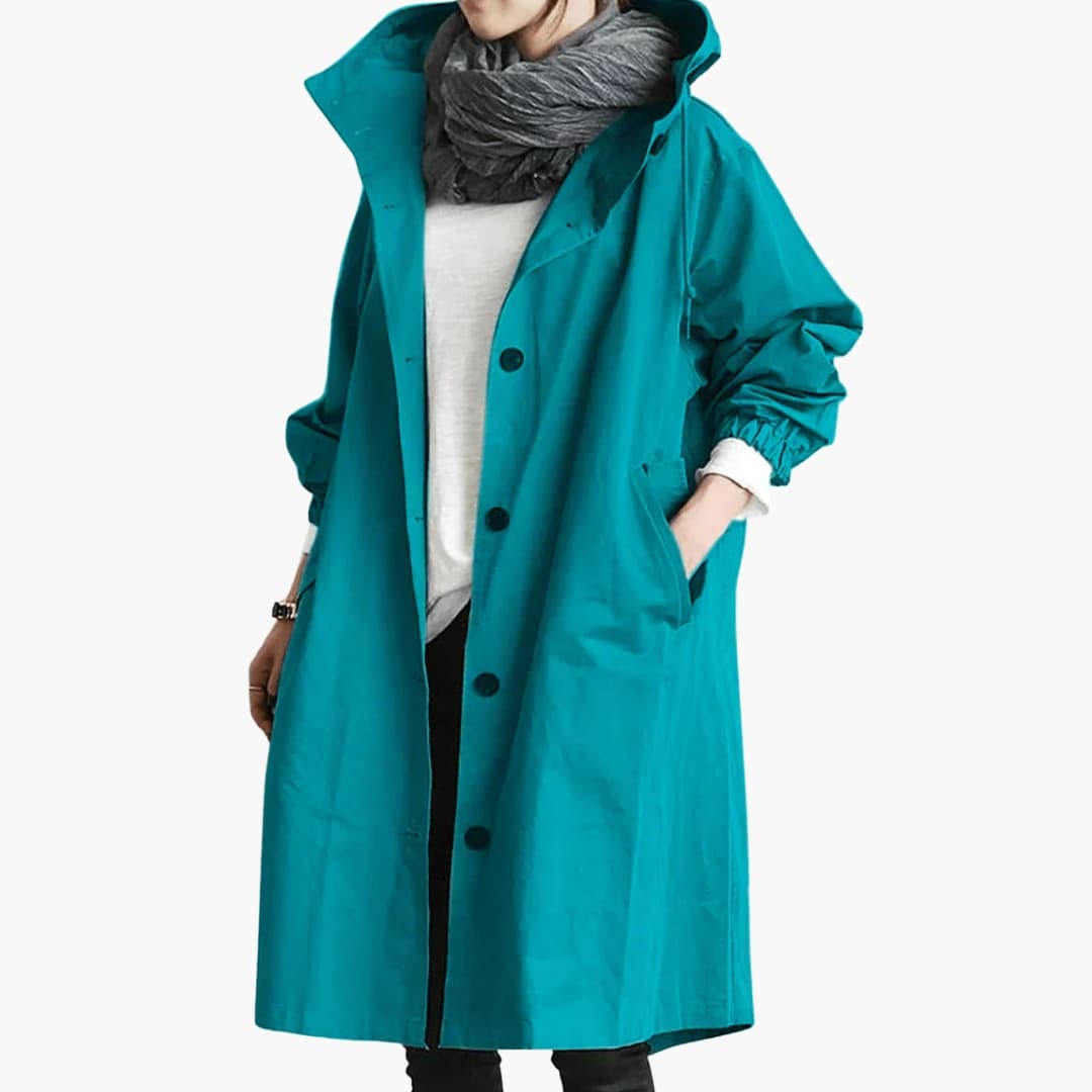 Women's versatile outdoor jacket with adjustable hood, front pockets, structured neckline daily wear