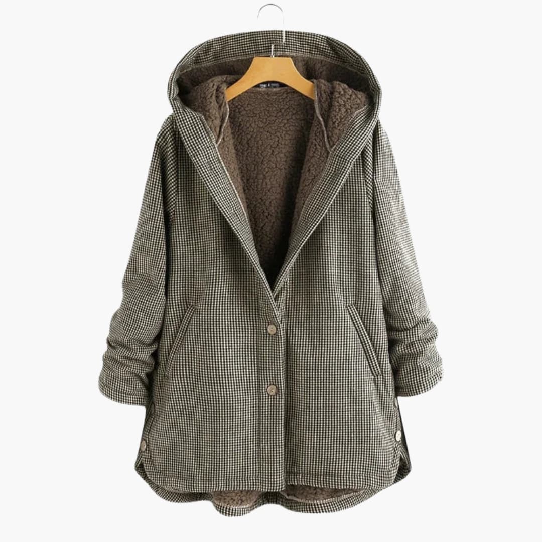 Women's zip-up hoodie jacket with structured hood and front pockets, versatile everyday layering essential
