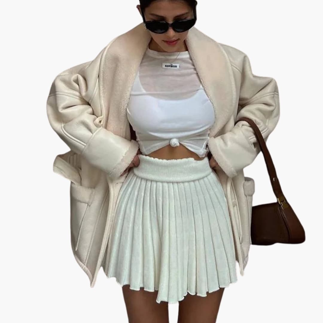 Women's belted jacket with wide shawl collar, contrast lining, removable waist belt, chic structured fit