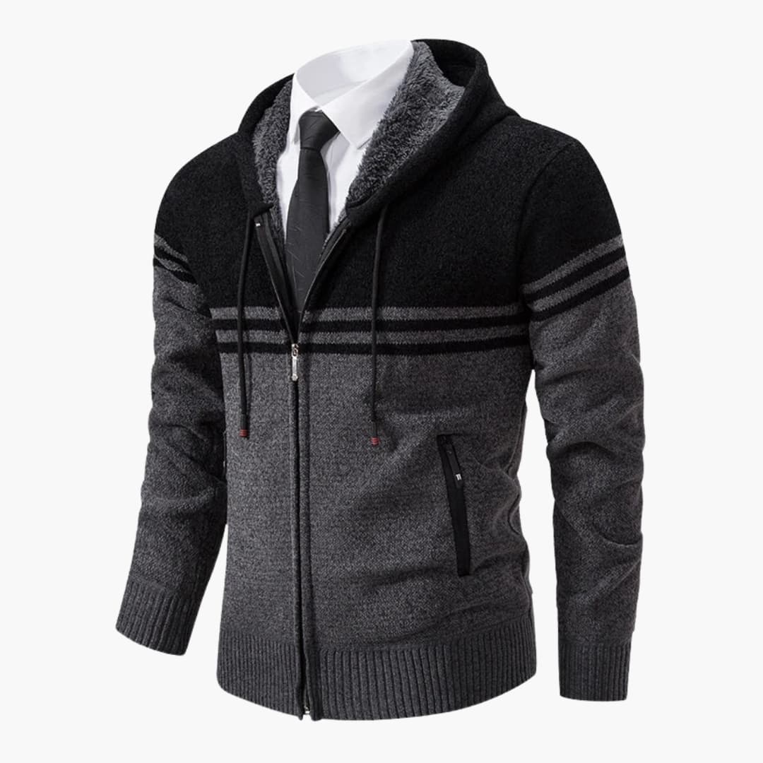 Men's zip-up jacket ribbed stand collar full front zipper long sleeves casual structured fit