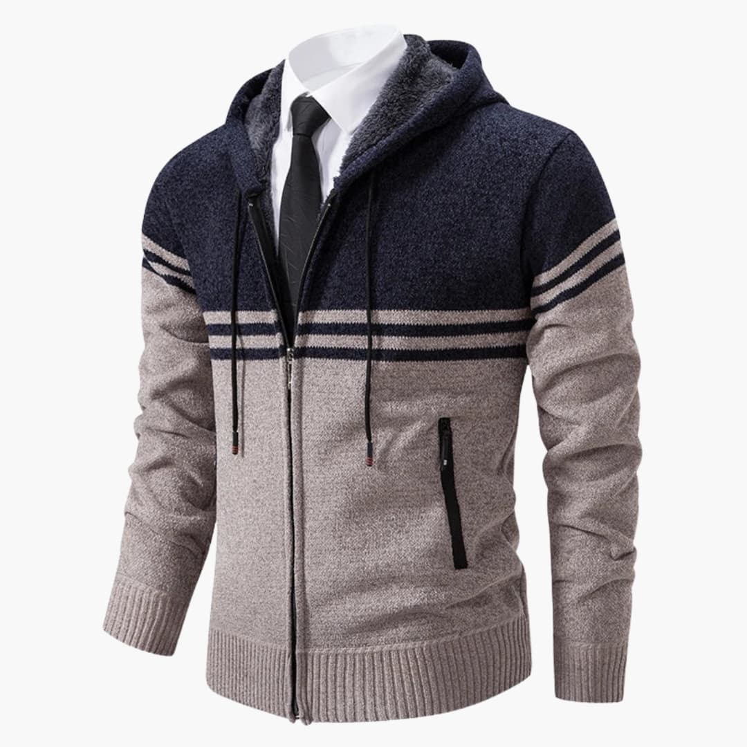 Men's zip-up jacket ribbed stand collar full front zipper long sleeves casual structured fit