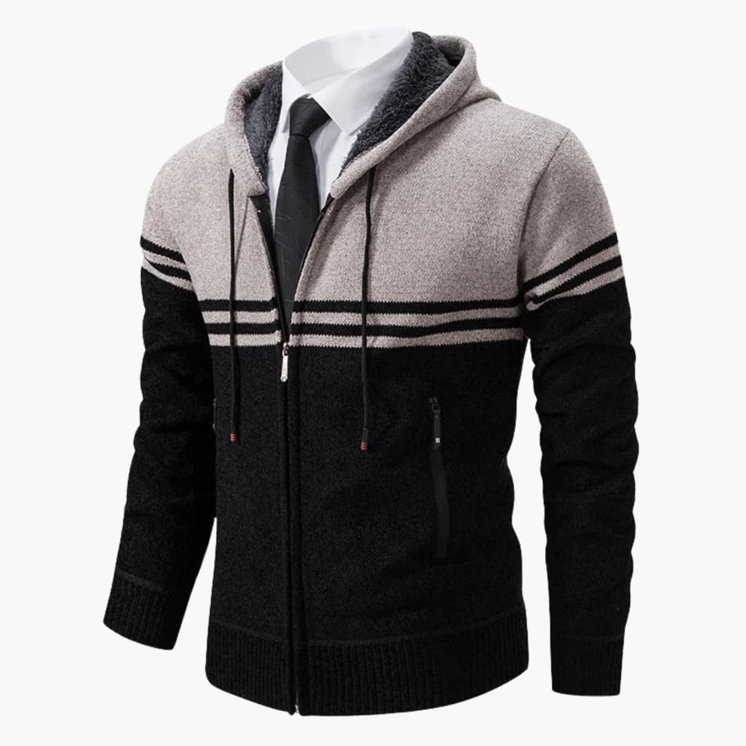 Men's zip-up jacket ribbed stand collar full front zipper long sleeves casual structured fit