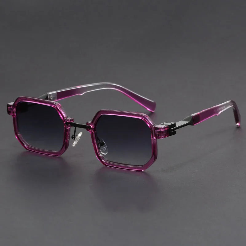 Bold octagon geometric sunglasses matte acetate frame UV400 lenses angular silhouette trendsetting style