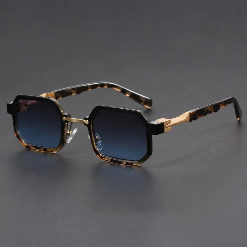Bold octagon-inspired geometric sunglasses matte acetate frame UV400 lenses angular silhouette