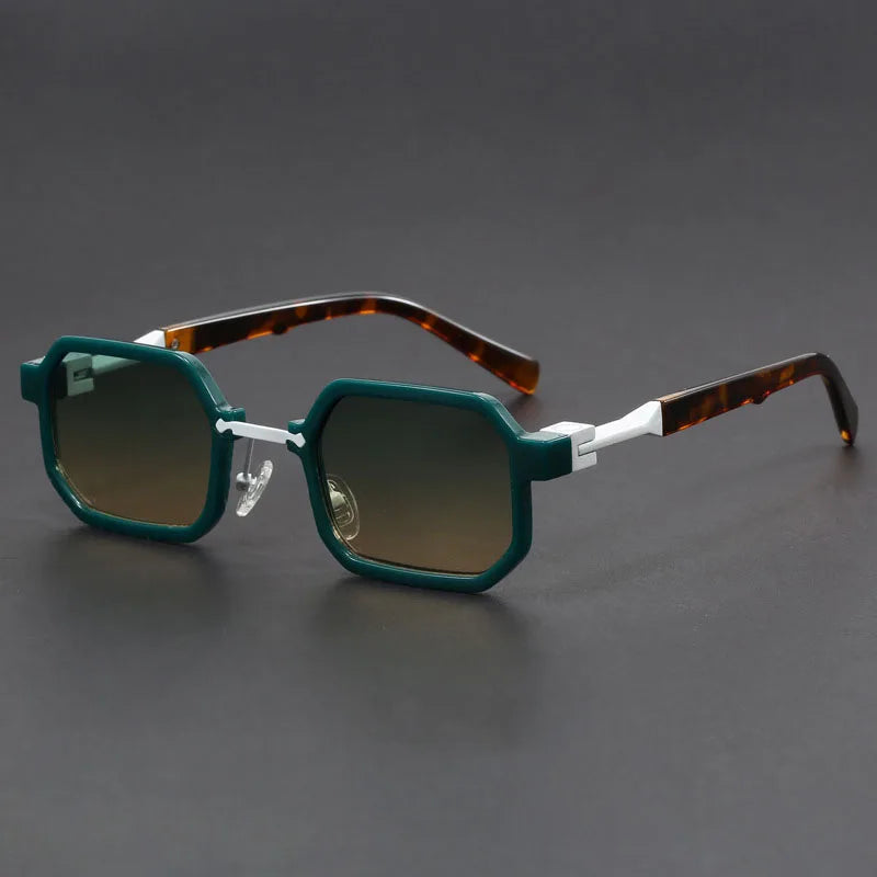 Bold octagon geometric matte acetate sunglasses with UV400 lenses, angular frame for trendsetters