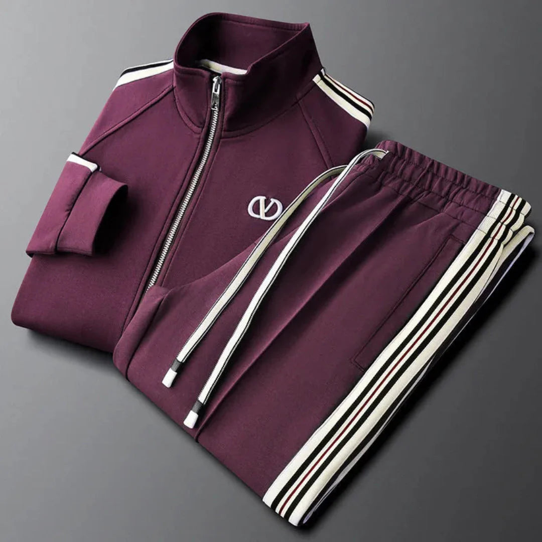Vidal black full-zip tracksuit athletic fit with bold contrast panels for urban streetwear