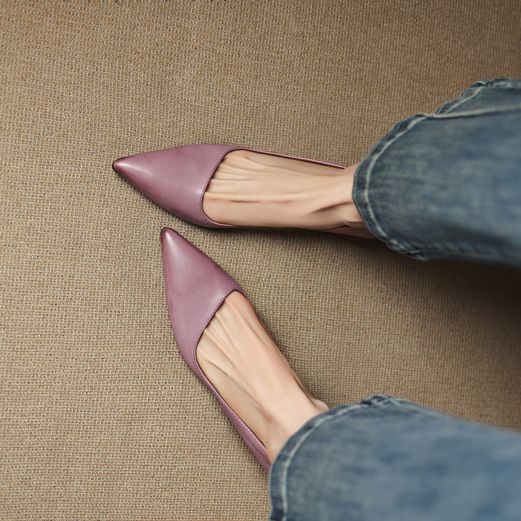 Vienna women's genuine leather pointed toe flats in neutral tones with cushioned insole for all-day comfort