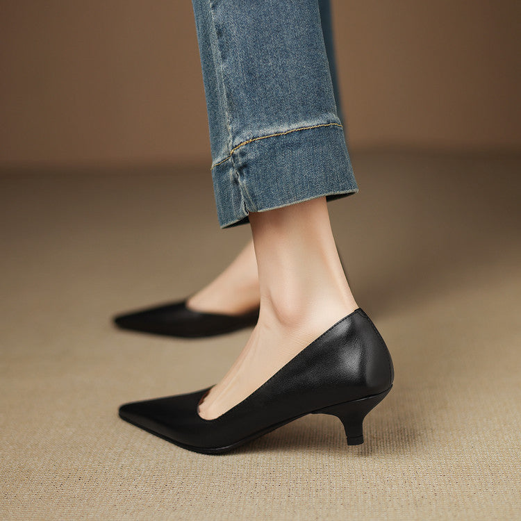 Vienna women's genuine leather pointed toe flats with cushioned insole for all-day comfort