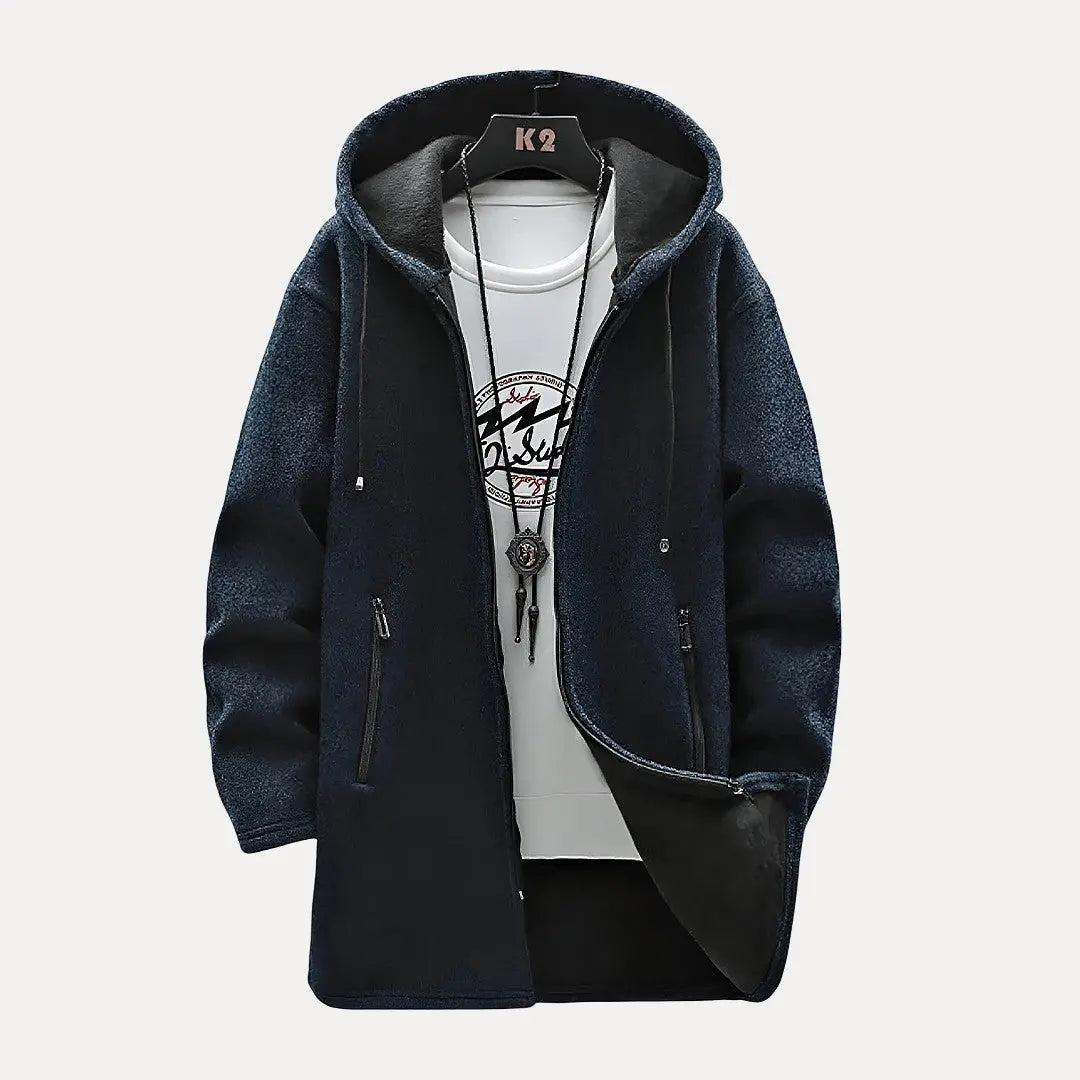 Vince men's drawstring hooded jacket with plush lining, sleek streetwear style and durable YKK zippers