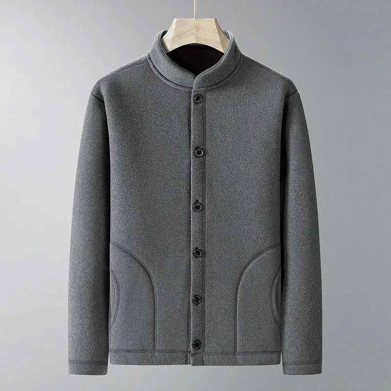 Vince men's stand collar button-up jacket tailored polyester blend neutral versatile work style
