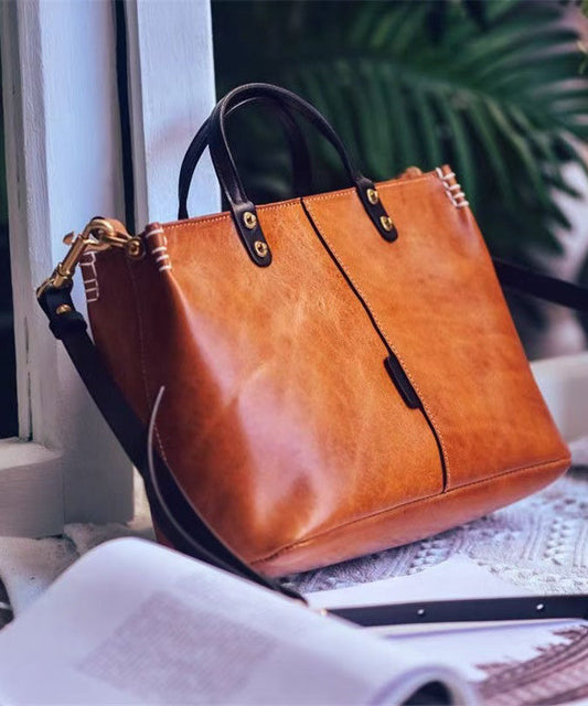Grand sac fourre-tout vintage en cuir marron durable - Urbann-Vibe