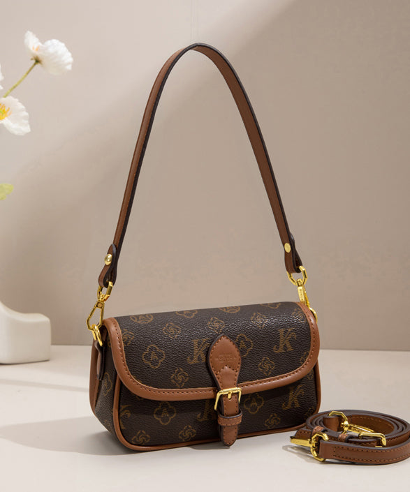 Micro sac vintage en similicuir jacquard marron - Urbann-Vibe
