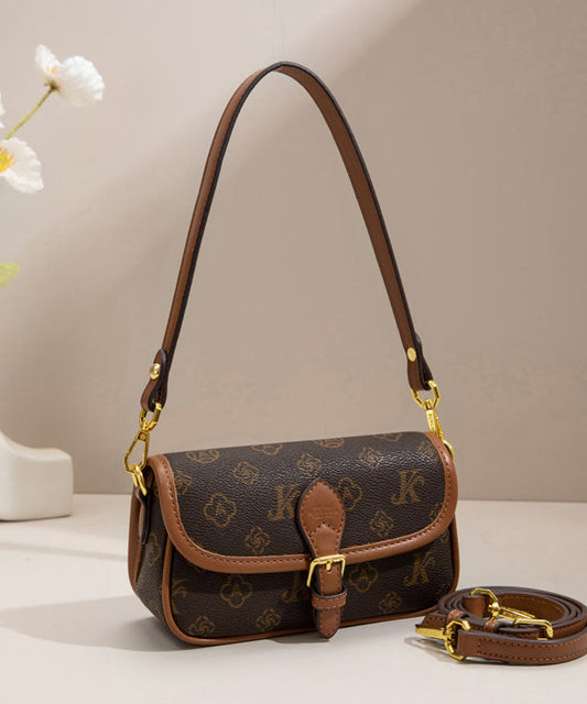 Micro sac vintage en similicuir jacquard marron - Urbann-Vibe