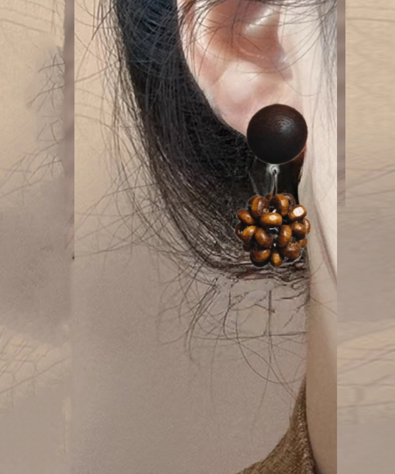 Boucles d'oreilles pendantes vintage en argent sterling marron en forme de pomme de pin - Urbann-Vibe