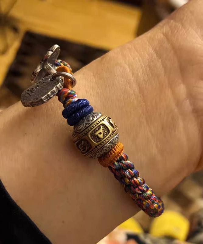 Bracelet à breloques vintage en fil de coton tissé de perles - Urbann-Vibe