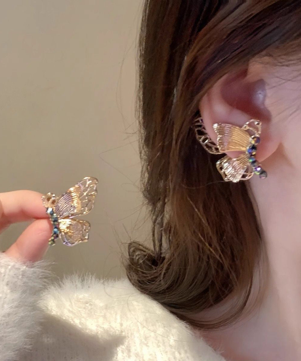 Boucles d'oreilles papillon vintage en alliage d'or et d'argent sterling - Urbann-Vibe