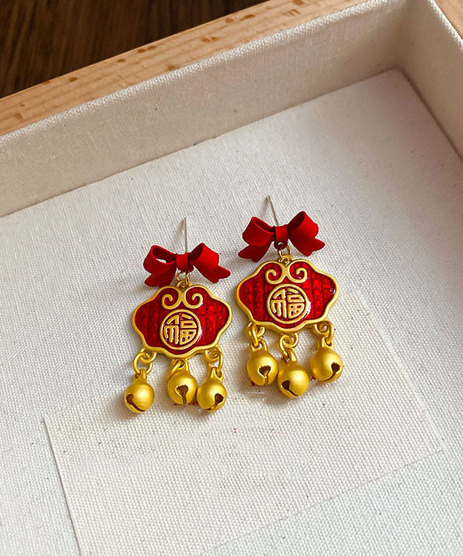 Boucles d'oreilles pendantes vintage en argent sterling doré avec fermoir de sécurité et nœud - Urbann-Vibe