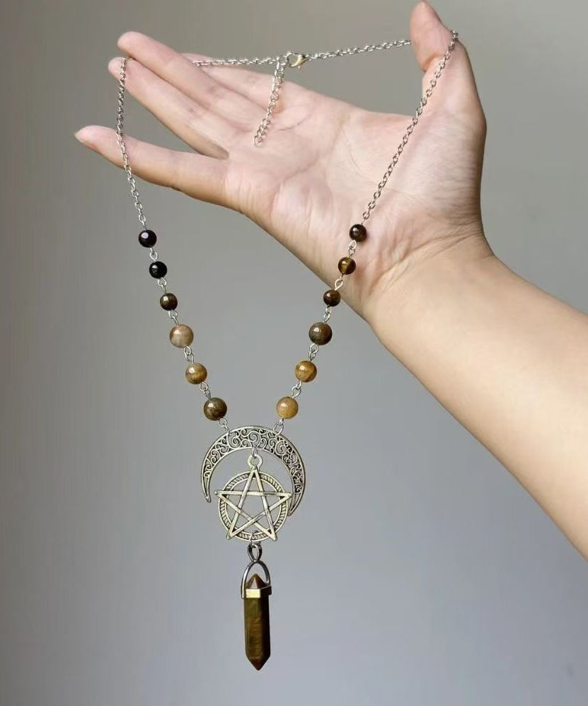 Collier Lariat Vintage en Métal Étoile Lune Univers - Urbann-Vibe