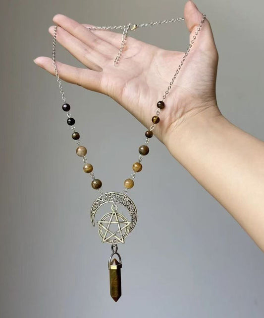 Collier Lariat Vintage en Métal Étoile Lune Univers - Urbann-Vibe