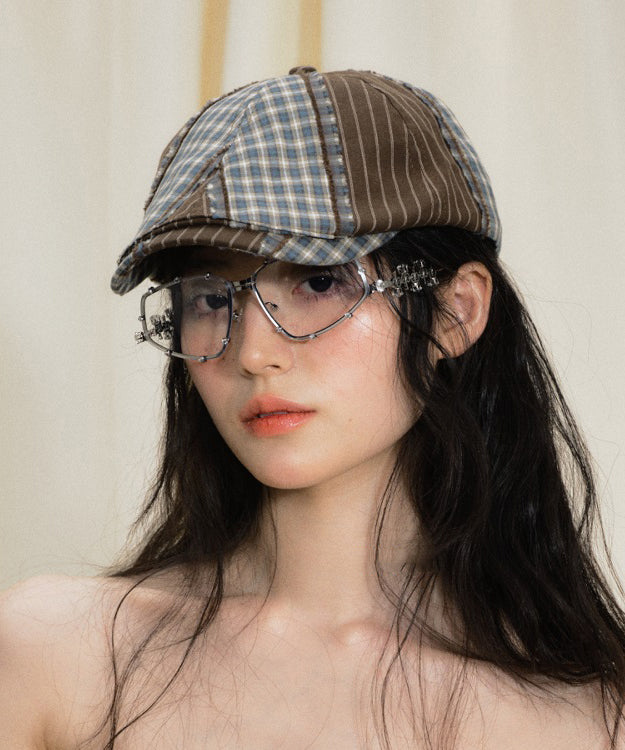 Chapeau breton polyvalent à carreaux vintage et colorblock - Urbann-Vibe