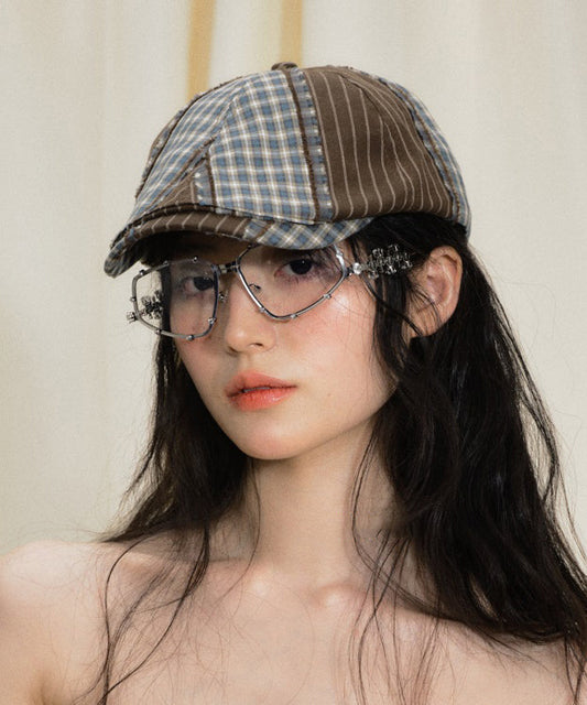Chapeau breton polyvalent à carreaux vintage et colorblock - Urbann-Vibe