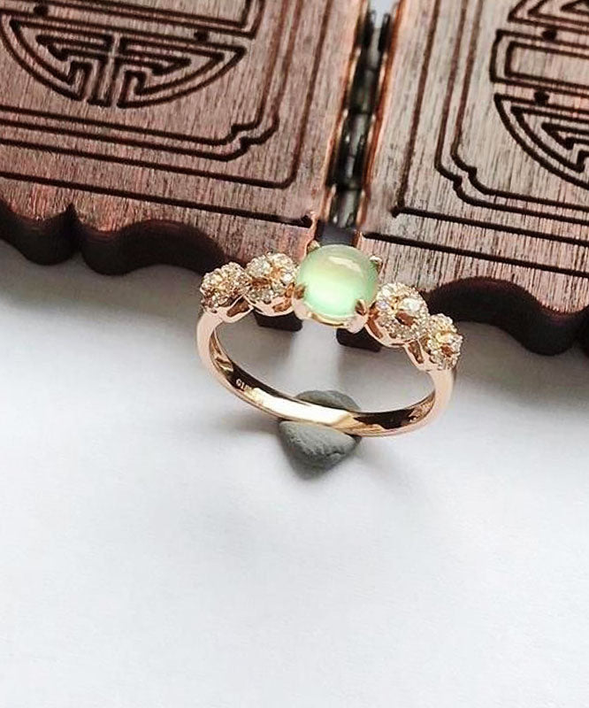 Bagues vintage en argent sterling et or rose avec zircon et jade - Urbann-Vibe