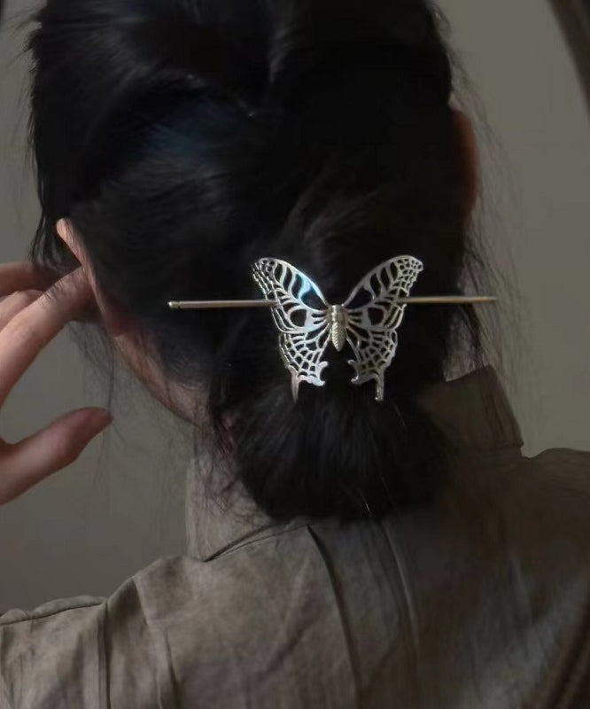 Épingle à cheveux papillon ajourée en argent sterling et soie vintage - Urbann-Vibe