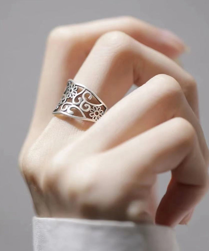 Bagues creuses en argent sterling et soie vintage - Urbann-Vibe