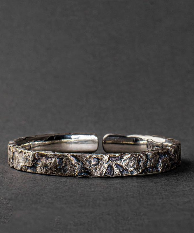Manchette vintage en argent sterling pour homme, motif « A Massive Rock » - Urbann-Vibe
