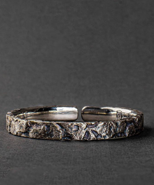 Manchette vintage en argent sterling pour homme, motif « A Massive Rock » - Urbann-Vibe