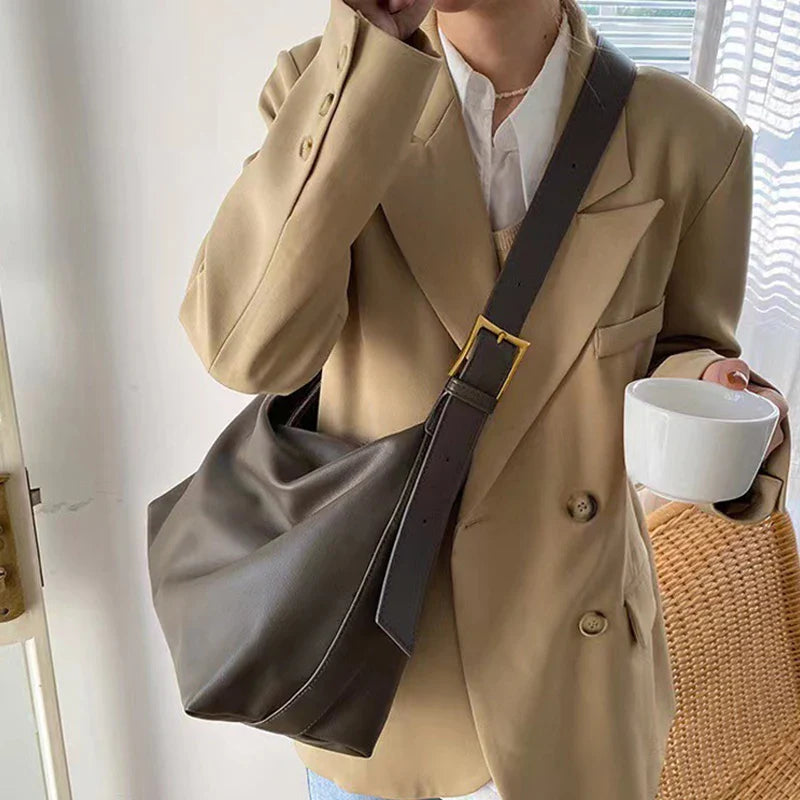 Oversized slouchy shoulder tote bag women leather-look finish versatile carryall everyday use