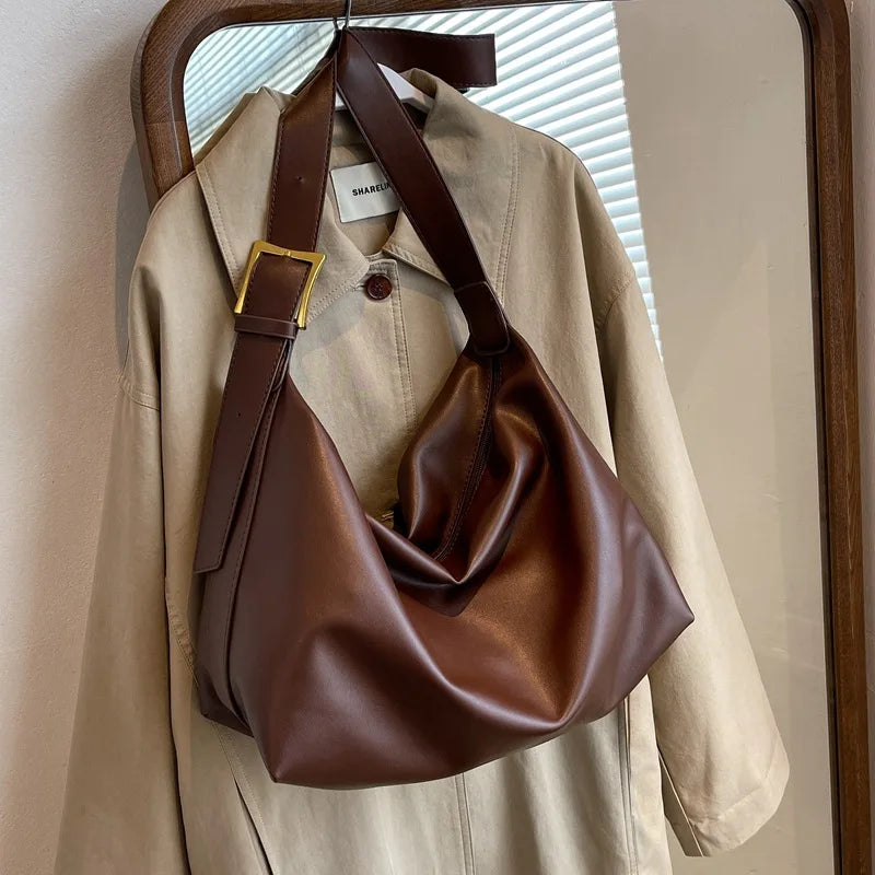Oversized slouchy shoulder tote bag women leather-look finish versatile carryall everyday style