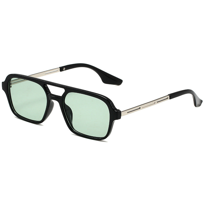 Polygonal vintage sunglasses double bridge transparent PC frame UV protection retro outdoor style