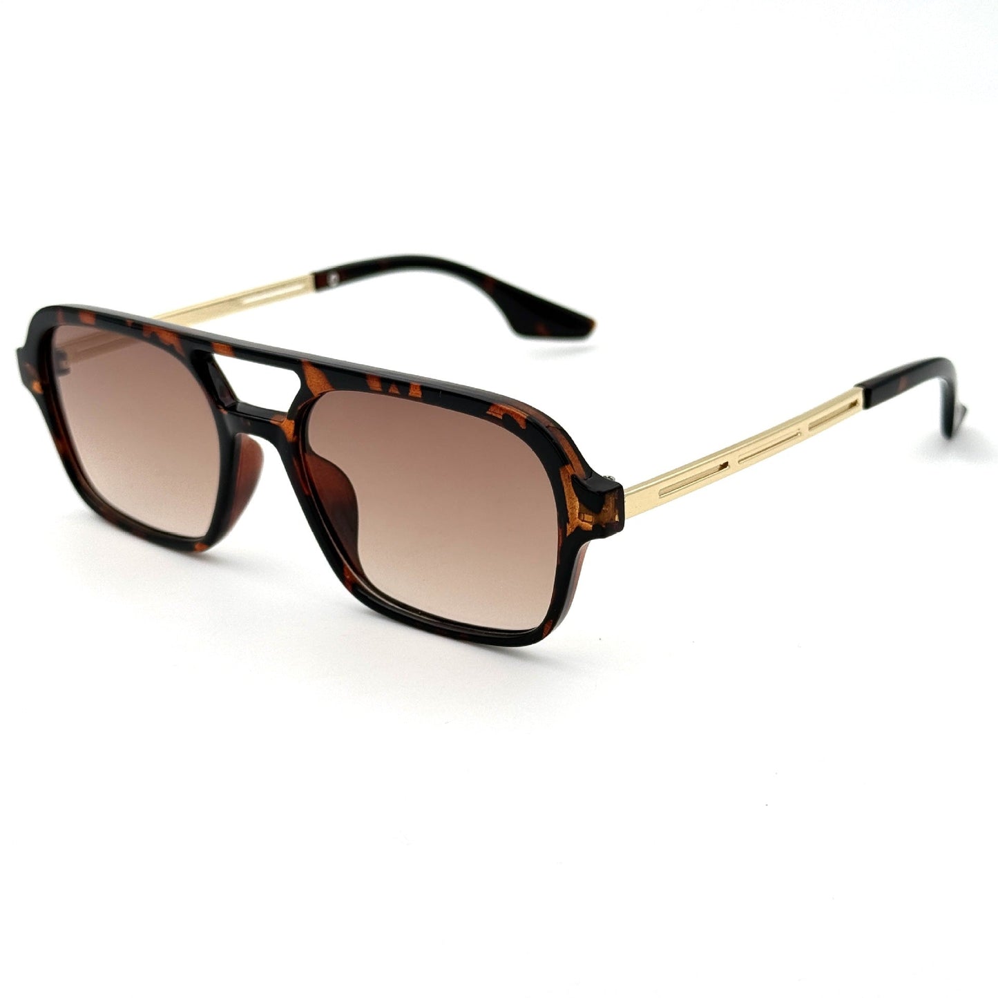 Polygonal vintage sunglasses double bridge transparent PC frame UV protection retro outdoor style