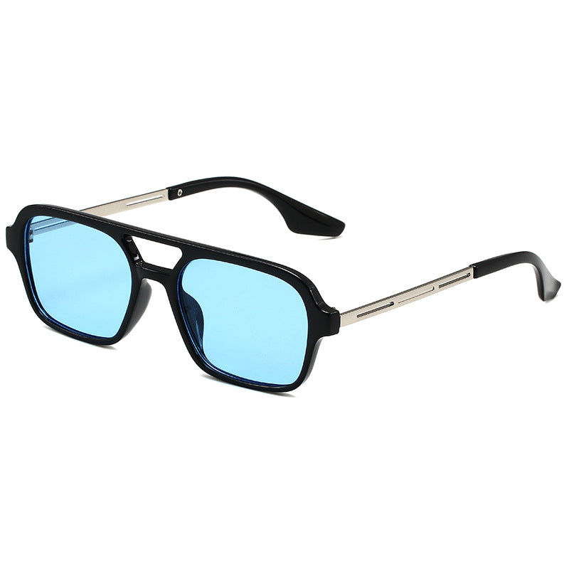 Polygonal vintage sunglasses double bridge UV protection transparent polycarbonate retro outdoor