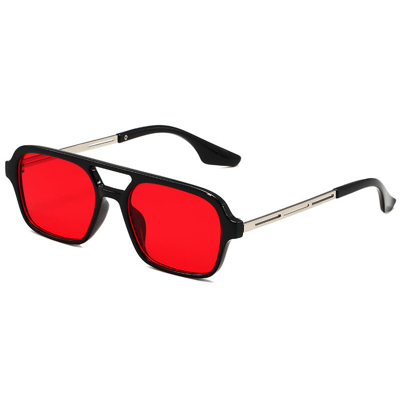 Polygonal vintage sunglasses double bridge transparent PC frame UV protection retro outdoor style