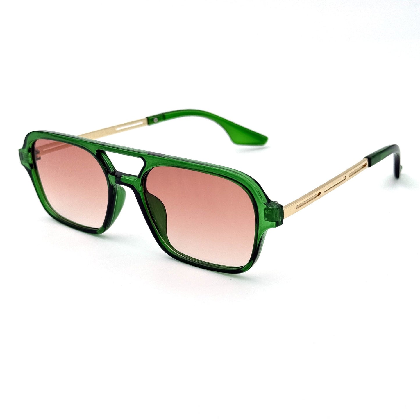 Polygonal vintage sunglasses double bridge transparent PC frame UV protection retro outdoor style
