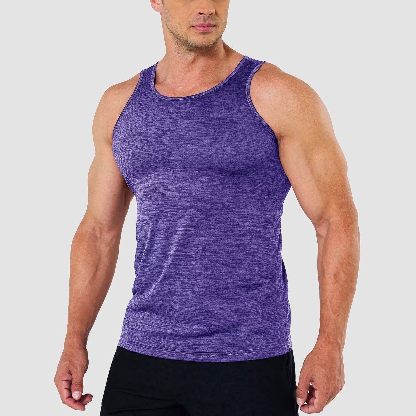 Men's black sleeveless gym tank top quick-dry moisture-wicking polyester performance shirt