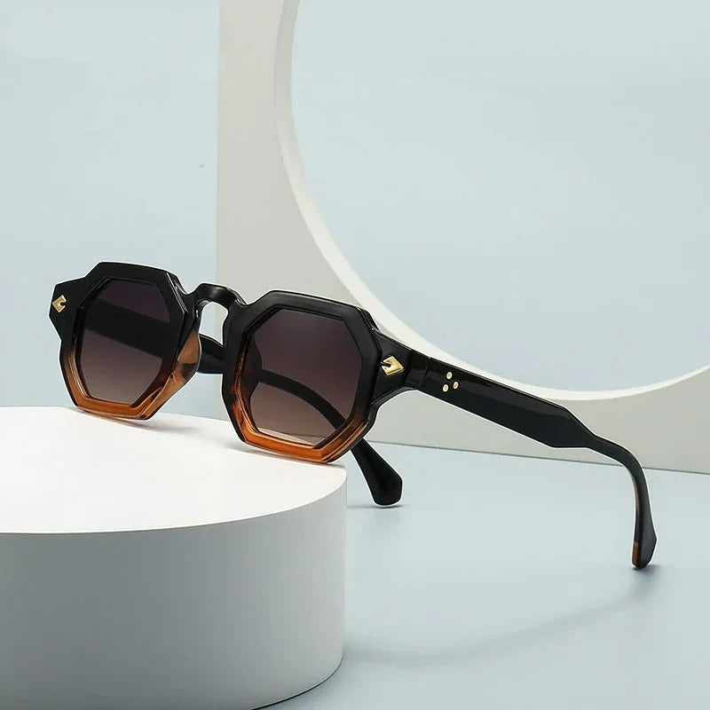 Virelli Octa Shades bold octagonal sunglasses with gold accent temples for men and women
