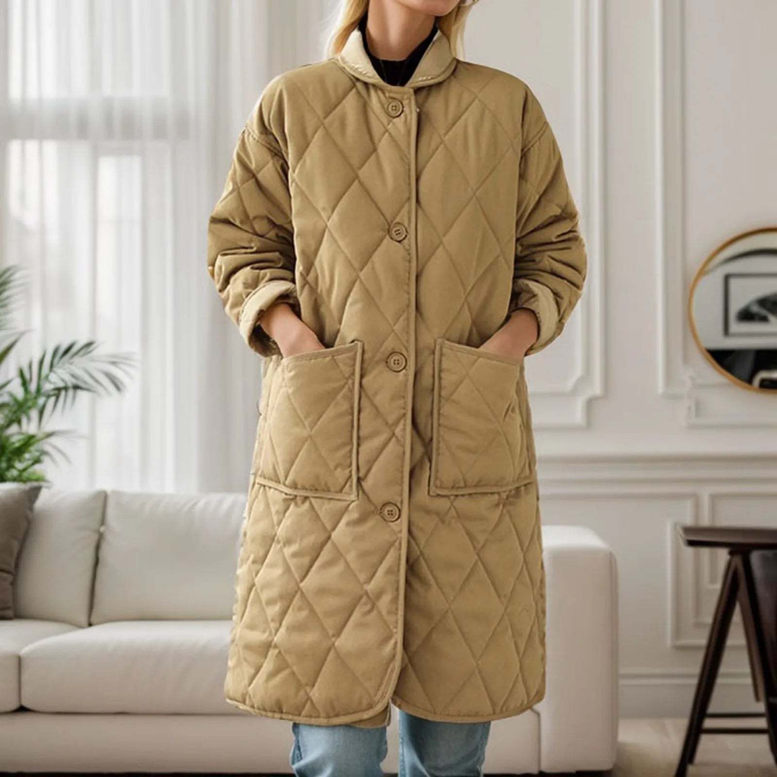Women's cotton padded winter jacket relaxed fit soft warm everyday casual outerwear