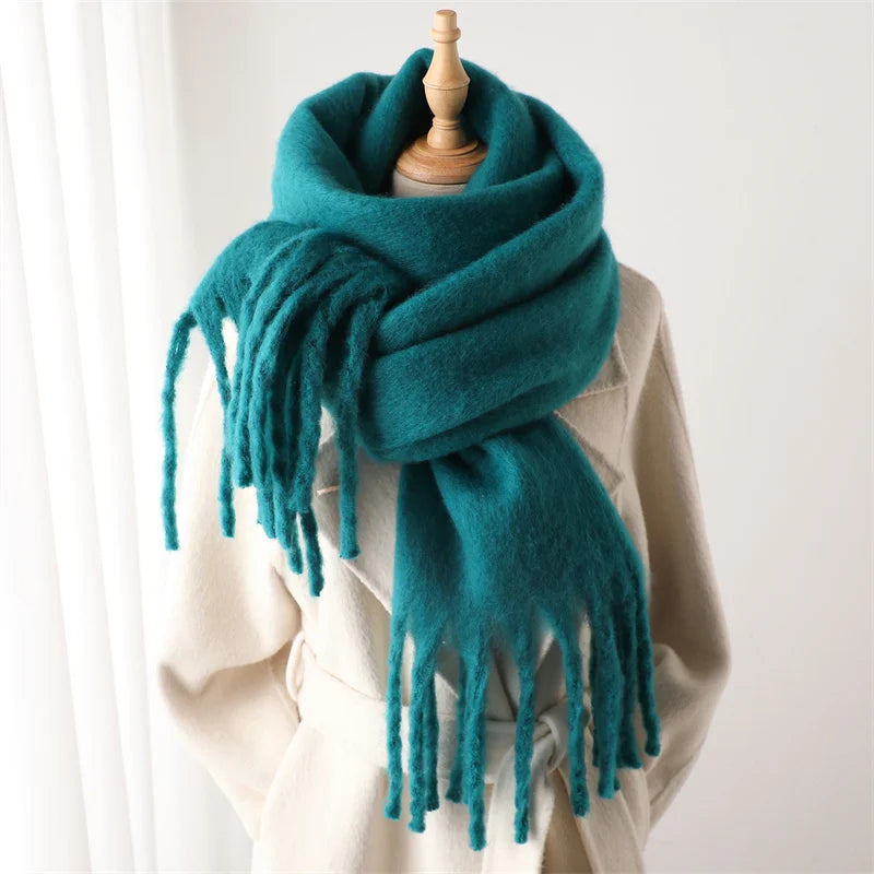 Women's colorful cashmere-style winter scarf soft plush cozy wrap everyday trendy accessory