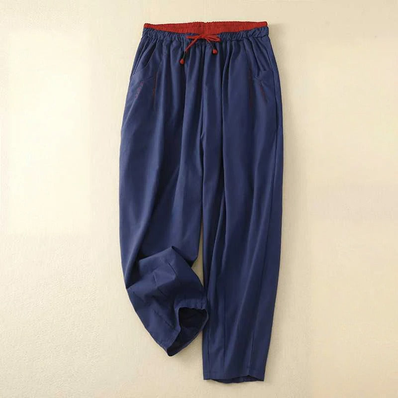 Vivo linen blend pants relaxed fit elastic drawstring waist lightweight breathable everyday casual