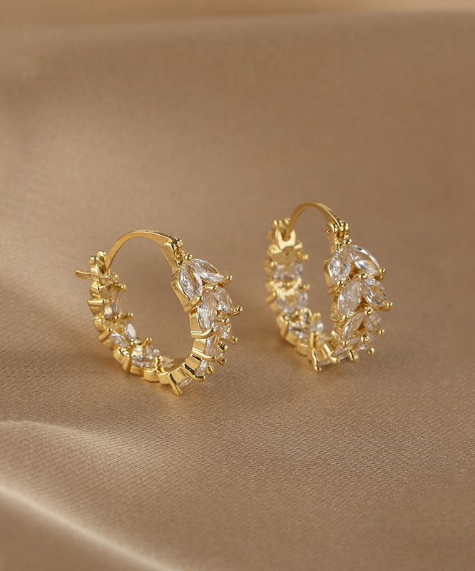 Boucles d'oreilles créoles en alliage de cuivre et zircon doré Vogue - Urbann-Vibe