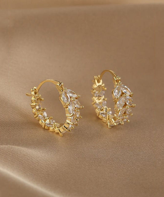 Boucles d'oreilles créoles en alliage de cuivre et zircon doré Vogue - Urbann-Vibe