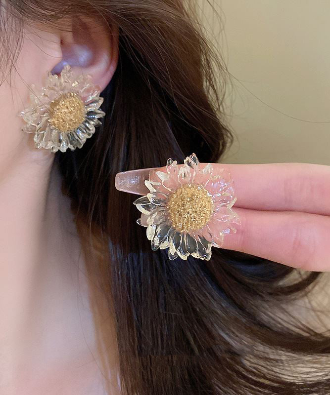 Boucles d'oreilles à tige en alliage acrylique motif tournesol Vogue Nude - Urbann-Vibe