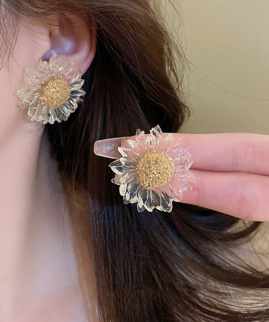 Boucles d'oreilles à tige en alliage acrylique motif tournesol Vogue Nude - Urbann-Vibe