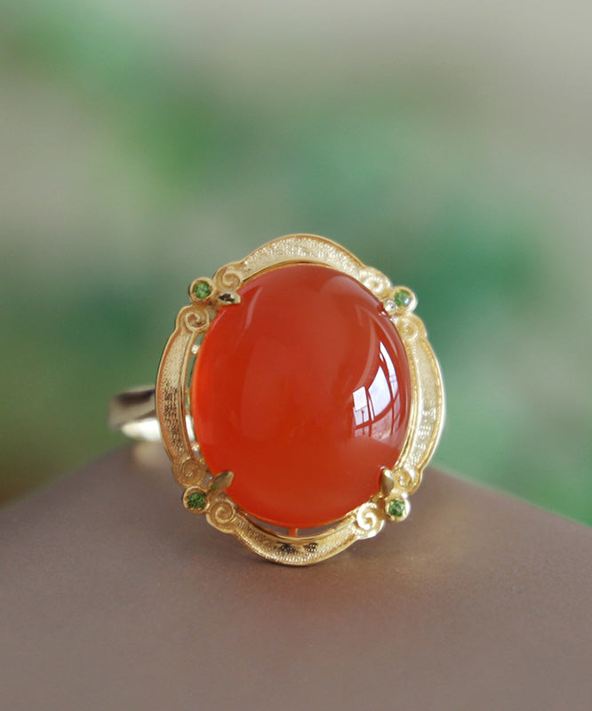 Bagues Vogue en or rouge 14 carats, zircon et agate - Urbann-Vibe