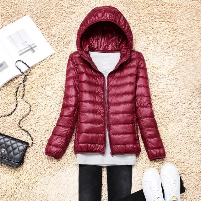 Lily women's lightweight hooded puffer jacket sleek quilted silhouette for modern winter style
